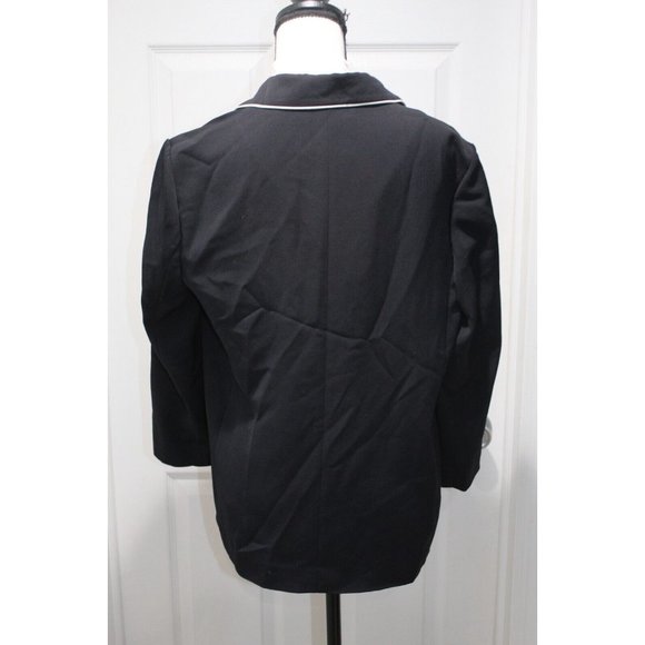 Tibi Black Double Breasted Button Down Blazer Jacket White Piping Women's Size 8 - Picture 2 of 6